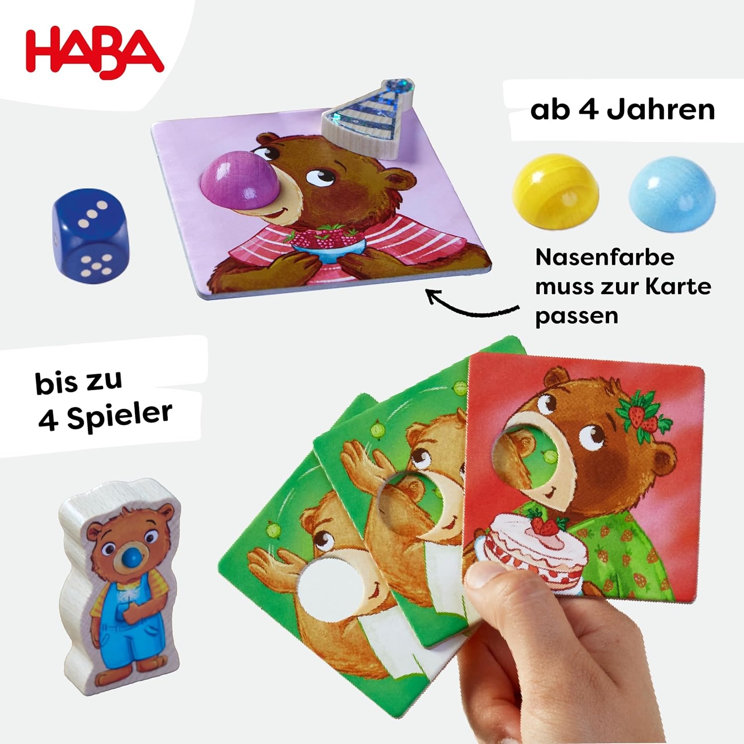 HABA – Nasenbär: Hast du den richtigen Riecher? – Farbenfrohes Partykartenspiel für Kinder