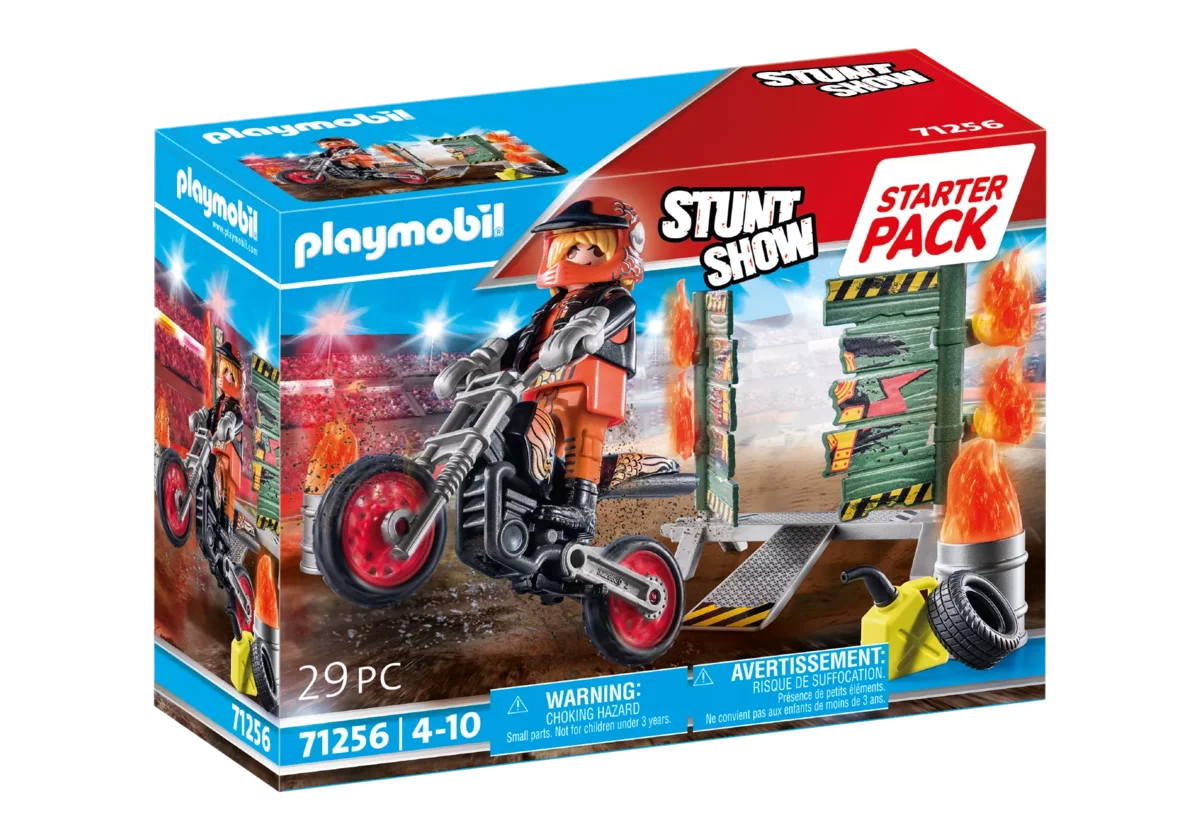 PLAYMOBIL 71256 Starter Pack Stuntshow Motorrad mit Feuerwand