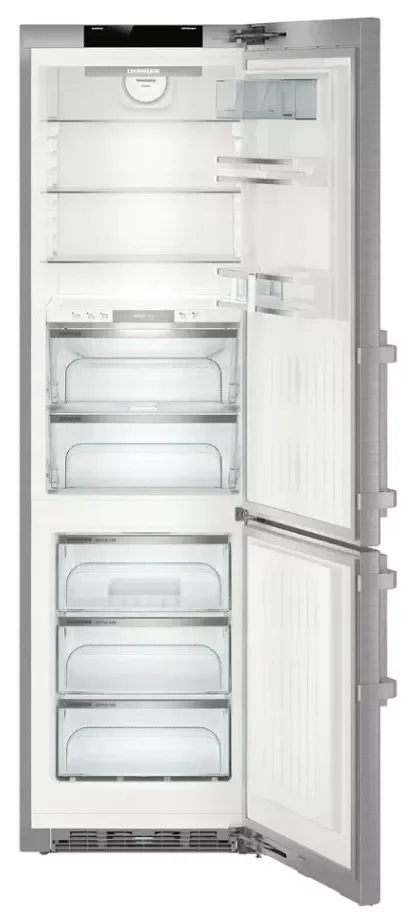 Liebherr CBNies 4878-21 Kühl-Gefrier-Kombination (freistehend, EEK C, 352 l Nutzinhalt, FrischeZone, TouchControl, Display, NoFrost, 3 Gefrierschubladen, Smart Home fähig, 201 cm hoch, 60 cm breit, Edelstahl)