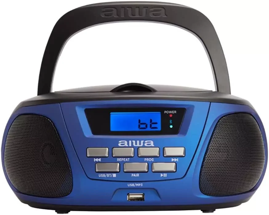  Aiwa BBTU-300BL Portable Stereo System Analog 5 W Black Blue